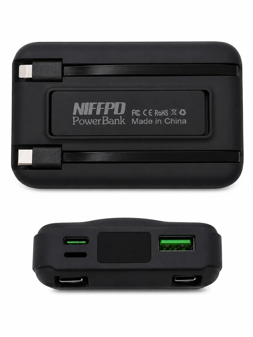 Wireless Power Bank Black Magnetic Surface & USB-C Charging Cable Super Quick